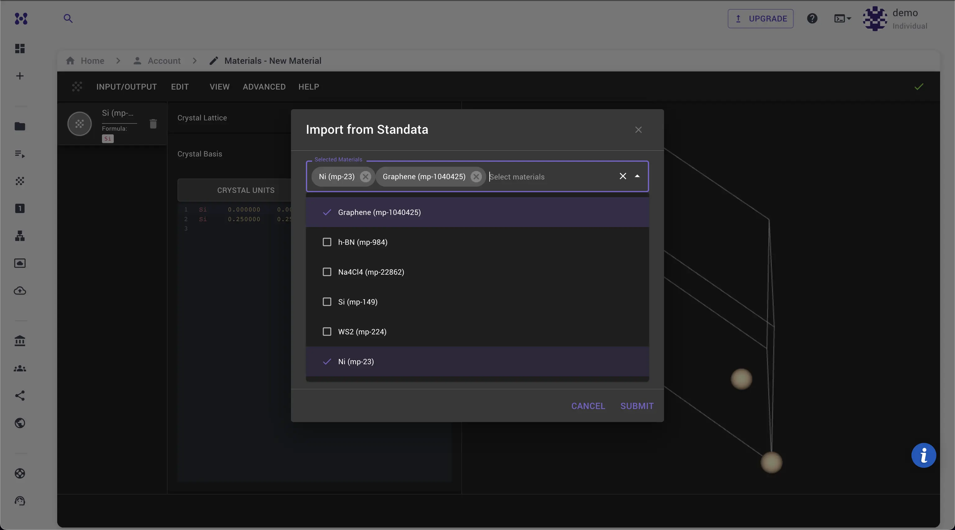 Import Graphene and Ni